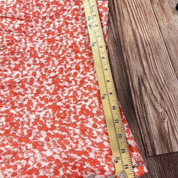 Anthropologie Odille Fire Orange Print Lined Cotton Skirt Womens 4 - Picture 5 of 8